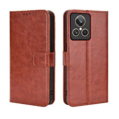 Leather Case Stands Flip Cover Holder BY5 for Realme GT2 Master Explorer Brown