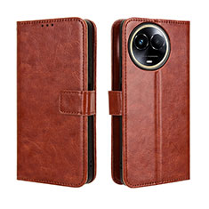 Leather Case Stands Flip Cover Holder BY5 for Realme V50s 5G Brown