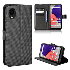 Leather Case Stands Flip Cover Holder BY5 for Samsung Galaxy A22 5G SC-56B Black