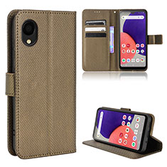 Leather Case Stands Flip Cover Holder BY5 for Samsung Galaxy A22 5G SC-56B Brown
