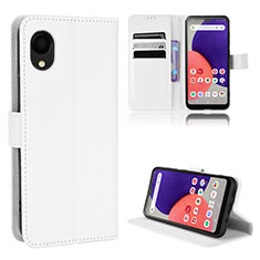 Leather Case Stands Flip Cover Holder BY5 for Samsung Galaxy A22 5G SC-56B White