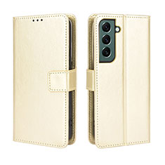 Leather Case Stands Flip Cover Holder BY5 for Samsung Galaxy S23 5G Gold