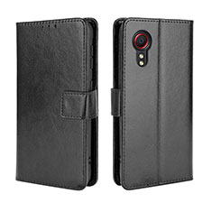 Leather Case Stands Flip Cover Holder BY5 for Samsung Galaxy XCover 5 SM-G525F Black