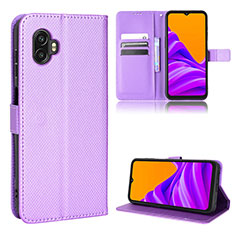 Leather Case Stands Flip Cover Holder BY5 for Samsung Galaxy XCover 6 Pro 5G Purple