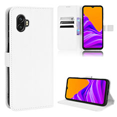 Leather Case Stands Flip Cover Holder BY5 for Samsung Galaxy XCover 6 Pro 5G White