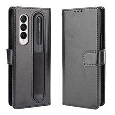 Leather Case Stands Flip Cover Holder BY5 for Samsung Galaxy Z Fold3 5G Black
