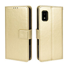 Leather Case Stands Flip Cover Holder BY5 for Sharp Aquos wish Gold