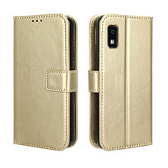 Leather Case Stands Flip Cover Holder BY5 for Sharp Aquos wish3 Gold
