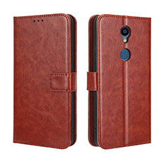 Leather Case Stands Flip Cover Holder BY5 for Sharp Rouvo V Brown