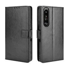 Leather Case Stands Flip Cover Holder BY5 for Sony Xperia 1 III Black