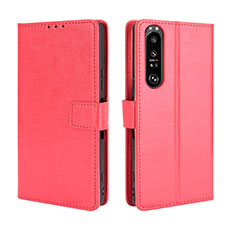 Leather Case Stands Flip Cover Holder BY5 for Sony Xperia 1 III Red