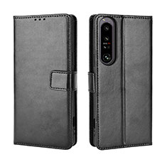 Leather Case Stands Flip Cover Holder BY5 for Sony Xperia 1 IV Black