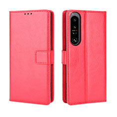 Leather Case Stands Flip Cover Holder BY5 for Sony Xperia 1 IV Red