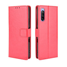 Leather Case Stands Flip Cover Holder BY5 for Sony Xperia 10 III Lite Red