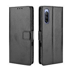 Leather Case Stands Flip Cover Holder BY5 for Sony Xperia 10 III SOG04 Black