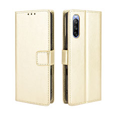 Leather Case Stands Flip Cover Holder BY5 for Sony Xperia 10 III SOG04 Gold