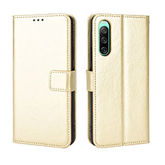 Leather Case Stands Flip Cover Holder BY5 for Sony Xperia 10 IV Gold