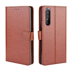 Leather Case Stands Flip Cover Holder BY5 for Sony Xperia 5 II Brown