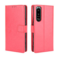 Leather Case Stands Flip Cover Holder BY5 for Sony Xperia 5 III Red