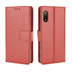 Leather Case Stands Flip Cover Holder BY5 for Sony Xperia Ace II Brown