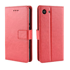Leather Case Stands Flip Cover Holder BY5 for Sony Xperia Ace Red