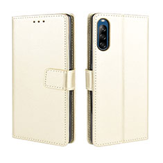 Leather Case Stands Flip Cover Holder BY5 for Sony Xperia L4 Gold