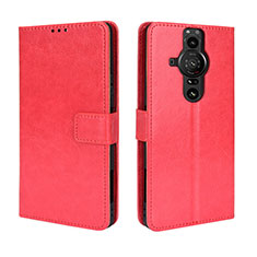 Leather Case Stands Flip Cover Holder BY5 for Sony Xperia PRO-I Red