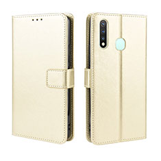 Leather Case Stands Flip Cover Holder BY5 for Vivo iQOO U3 4G Gold