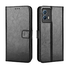Leather Case Stands Flip Cover Holder BY5 for Vivo iQOO U5 5G Black