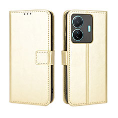 Leather Case Stands Flip Cover Holder BY5 for Vivo T1 5G Gold