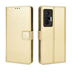 Leather Case Stands Flip Cover Holder BY5 for Vivo X70 5G Gold