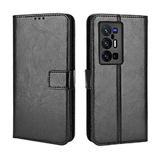 Leather Case Stands Flip Cover Holder BY5 for Vivo X70 Pro+ Plus 5G Black