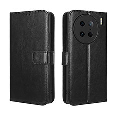 Leather Case Stands Flip Cover Holder BY5 for Vivo X90 Pro 5G Black