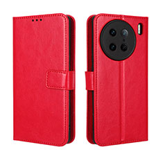 Leather Case Stands Flip Cover Holder BY5 for Vivo X90 Pro 5G Red