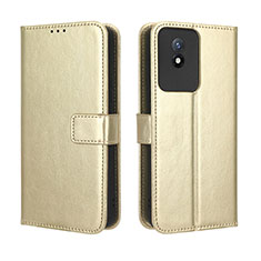 Leather Case Stands Flip Cover Holder BY5 for Vivo Y11 (2023) Gold