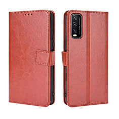 Leather Case Stands Flip Cover Holder BY5 for Vivo Y11s Brown