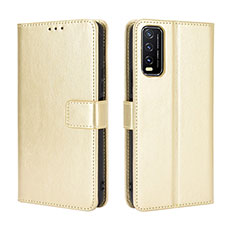 Leather Case Stands Flip Cover Holder BY5 for Vivo Y11s Gold