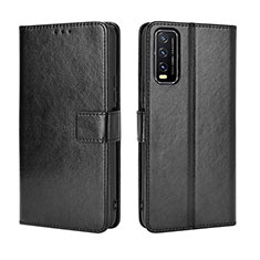 Leather Case Stands Flip Cover Holder BY5 for Vivo Y20 Black