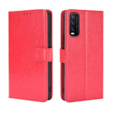Leather Case Stands Flip Cover Holder BY5 for Vivo Y20 Red