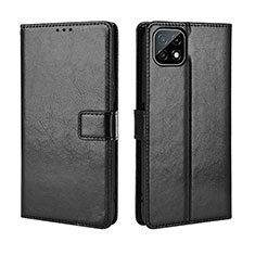 Leather Case Stands Flip Cover Holder BY5 for Wiko T3 Black