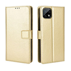 Leather Case Stands Flip Cover Holder BY5 for Wiko T3 Gold