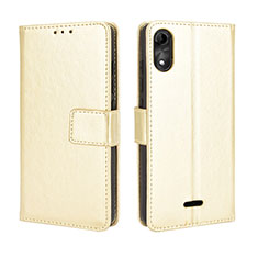 Leather Case Stands Flip Cover Holder BY5 for Wiko Y51 Gold