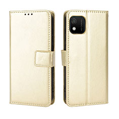 Leather Case Stands Flip Cover Holder BY5 for Wiko Y52 Gold