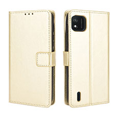 Leather Case Stands Flip Cover Holder BY5 for Wiko Y62 Gold