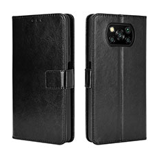 Leather Case Stands Flip Cover Holder BY5 for Xiaomi Poco X3 Black