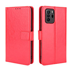 Leather Case Stands Flip Cover Holder BY5 for Xiaomi Poco X3 GT 5G Red