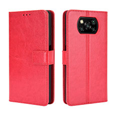Leather Case Stands Flip Cover Holder BY5 for Xiaomi Poco X3 Red