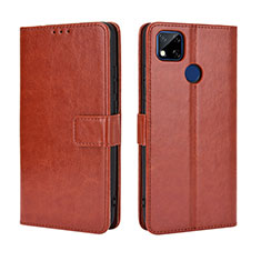 Leather Case Stands Flip Cover Holder BY5 for Xiaomi Redmi 10A 4G Brown