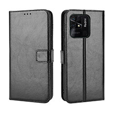 Leather Case Stands Flip Cover Holder BY5 for Xiaomi Redmi 10C 4G Black