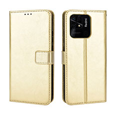 Leather Case Stands Flip Cover Holder BY5 for Xiaomi Redmi 10C 4G Gold
